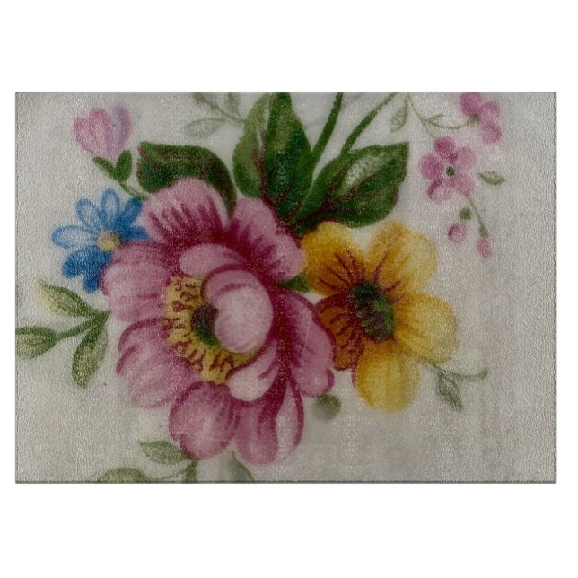 Planche à découper florale inspirée de la porcelai (Devant)