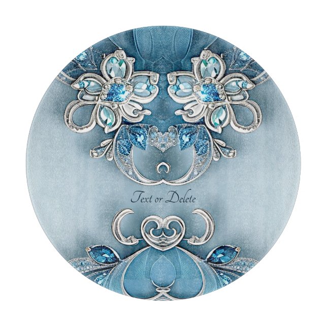 Planche à découper florale ornée bleue (Devant)
