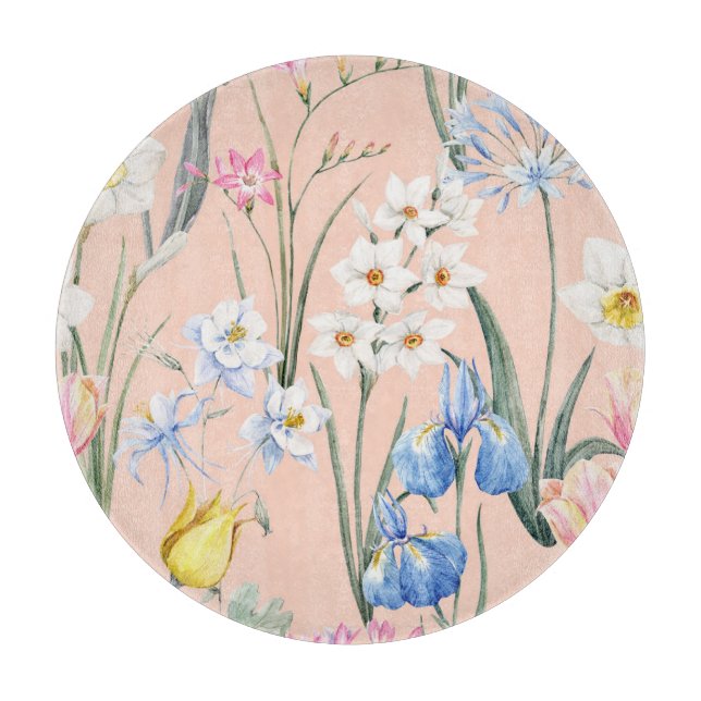 Planche À Découper Floraux d'aquarelle de printemps, papier peint rét (Devant)