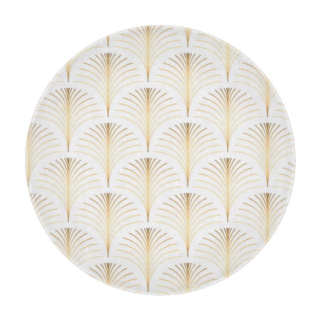 Planche À Découper Flore Art Déco : Elégance Dorée. (Devant)