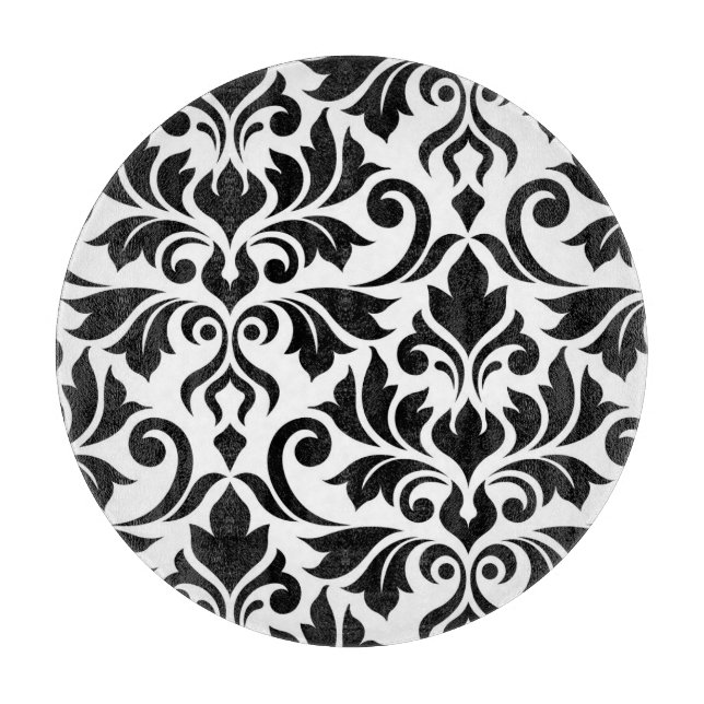 Planche À Découper Flourdissant Damask Art I noir sur blanc (Devant)