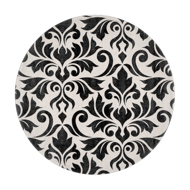 Planche À Découper Flourissant Damask Art I Black on Cream (Devant)