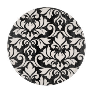 Planche À Découper Flourissant Damask Art I Cream sur Black