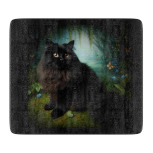 Planche À Découper Fluffy Chat noir en Misty Woods