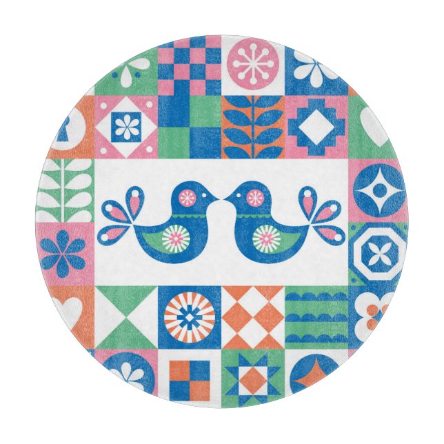 Planche À Découper Folklore Floral Card : Design scandinave. (Devant)