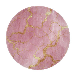 Planche À Découper Fond de marbre rose avec veines dorées
