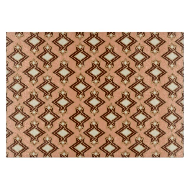 Planche À Découper Fond d'écran Art Déco Motif, corail et Brown (Devant)