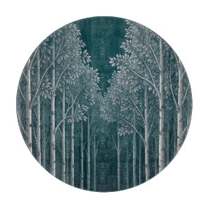 Planche À Découper Forêt d'arbres blancs et bouleaux de teinte sarcel