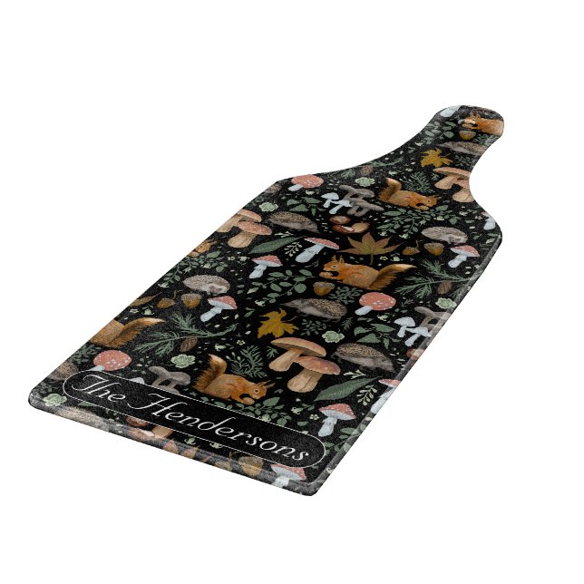 Planche À Découper Forêt d'automne Animaux d'automne et champignons (Coin)