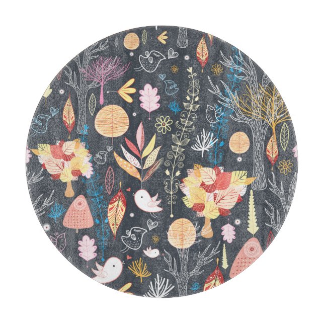Planche À Découper Forêt d'automne : Beauté saisonnière texturée. (Devant)