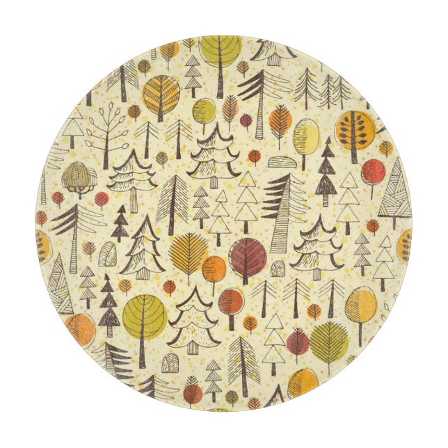 Planche À Découper Forêt d'automne : Motif graphique transparent. (Devant)