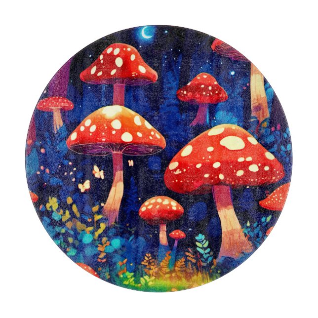 Planche À Découper Forêt de champignons magiques vibrants Art (Devant)