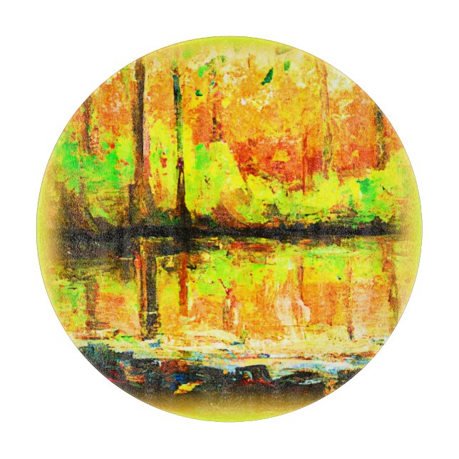 Planche À Découper "Forêt de marais vibrante" Peinture Mignonne. Ache (Devant)