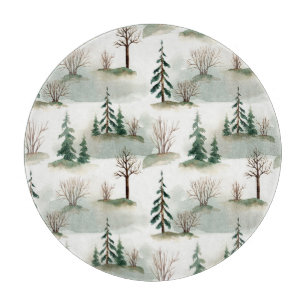 Planche À Découper Forêt d'hiver : Flou vert à main