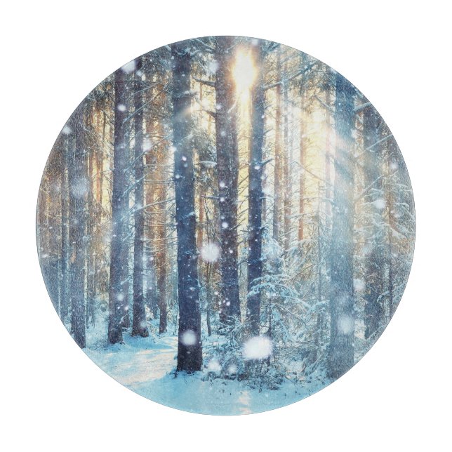 Planche À Découper Forêt neigeuse Scène hivernale gelée (Devant)