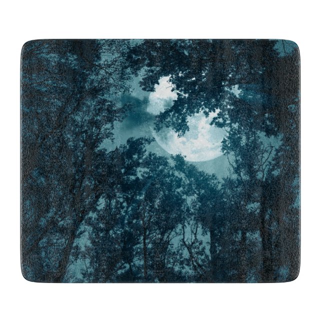 Planche À Découper Forêt nocturne enchanteresse avec Pleine lune (Devant)