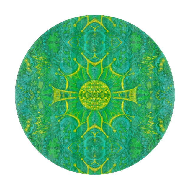 Planche À Découper Forêt papillon Bohème Arabesque Motif Vert (Devant)