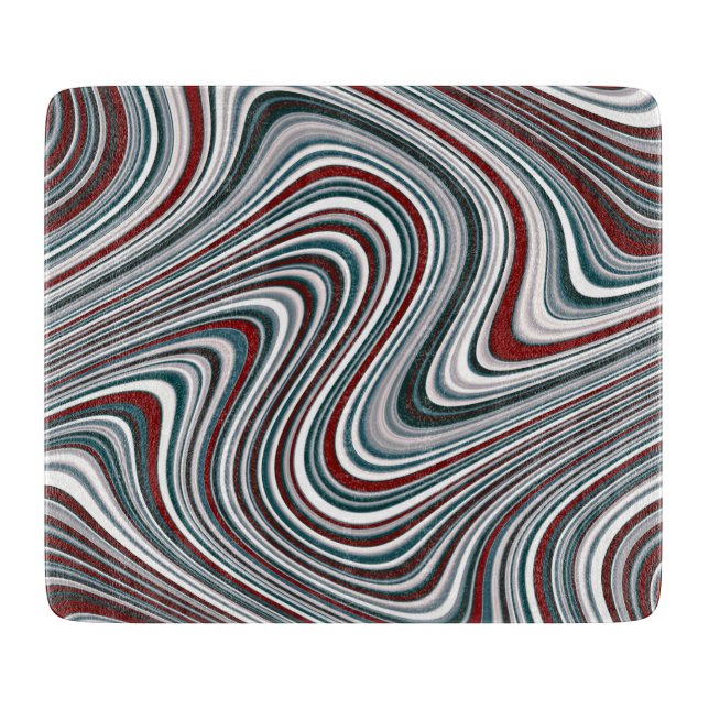 Planche À Découper Formes Abstraites marron et bleu Turquoise (Devant)