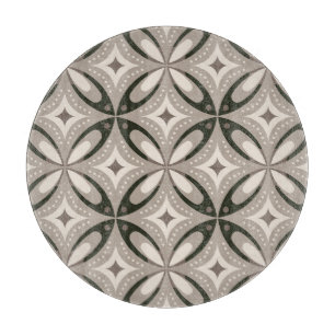 Planche À Découper Formes circulaires rétro beige et marron