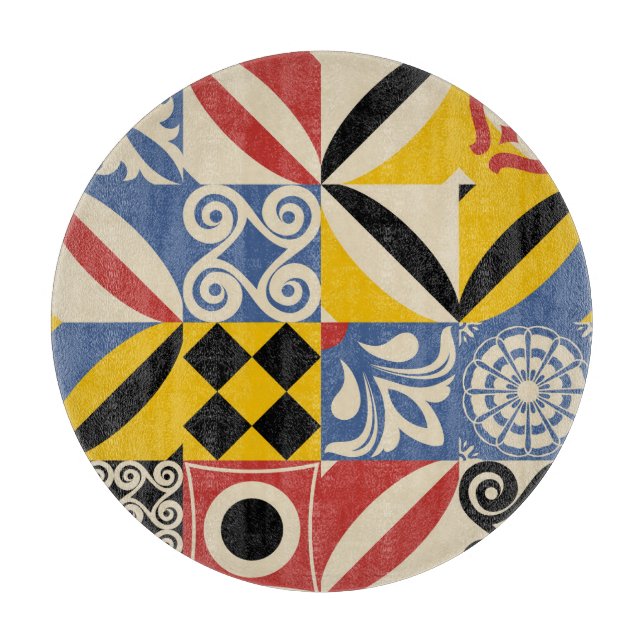 Planche À Découper Formes géométriques rétro : azulejos. (Devant)