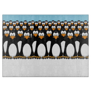 Planche À Découper Foule des pingouins drôles de bande dessinée sur