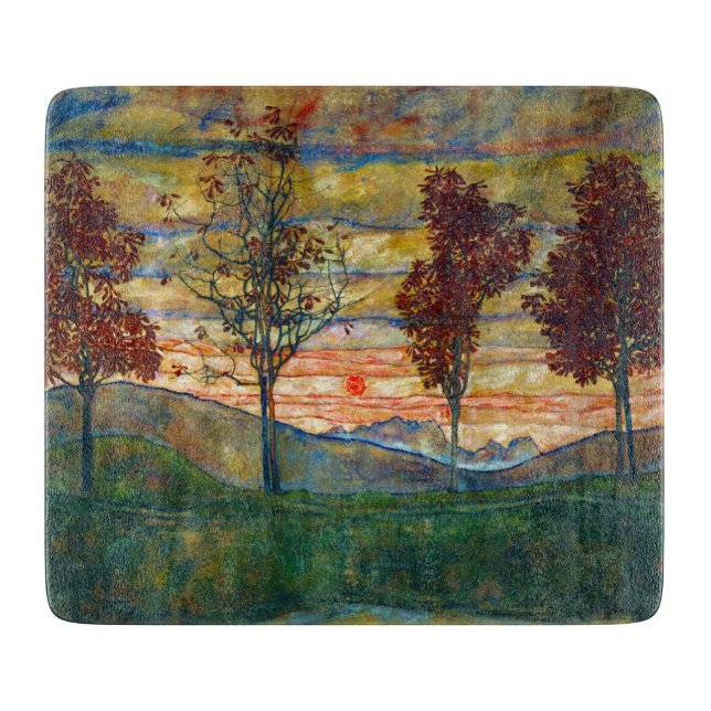 Planche À Découper Four Trees (Landscape Art) (par Egon Schiele) (Devant)