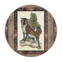 Fox rustique faisant un pas sur un tronc d'arbre