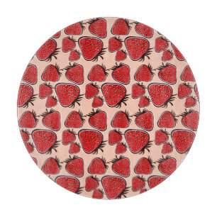 Planche À Découper Fraise Delight : Charme Motif Vintage.