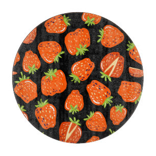 Planche À Découper Fraises Noir : Texture Vintage sans fil