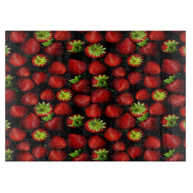 Planche À Découper Fraises/Planche à découper décorative en verre (Devant)
