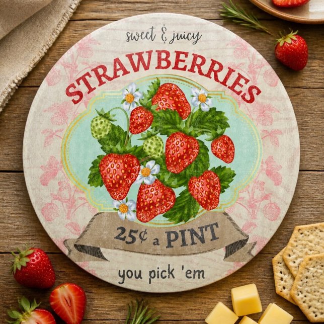 Planche À Découper Fraisier Rond Inspiré de l'Antique (Créateur téléchargé)