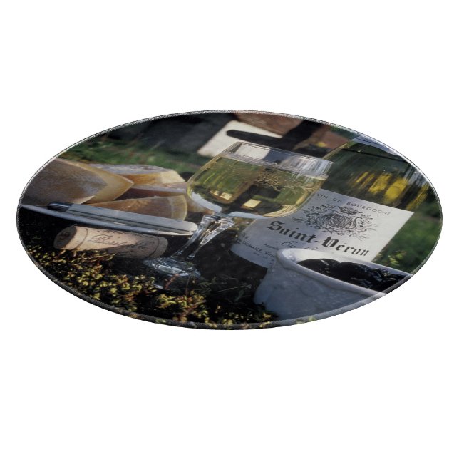 Planche À Découper France, Bourgogne, Chablis. Vin local et (Coin)