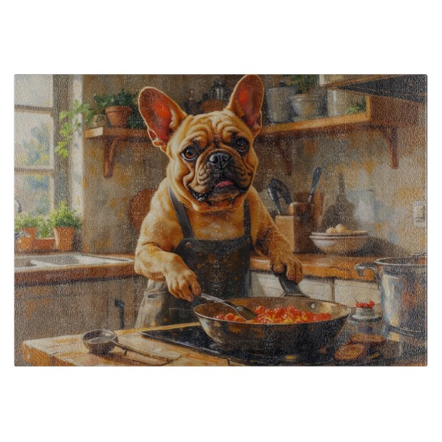 Planche À Découper French Bulldog Cooking in Kitchen (Devant)