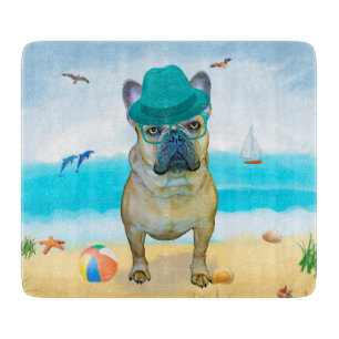 Planche À Découper French Bulldog sur la plage