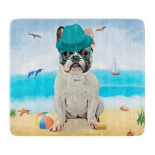 Planche À Découper French Bulldog sur la plage