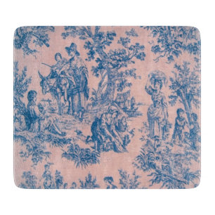 Planche À Découper French toile de jouy bleu et rose élégant