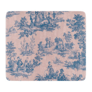 Planche À Découper French toile de jouy bleu et rose élégant