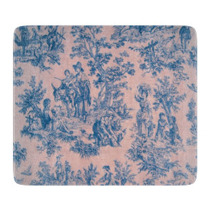 Planche À Découper French toile de jouy bleu et rose élégant