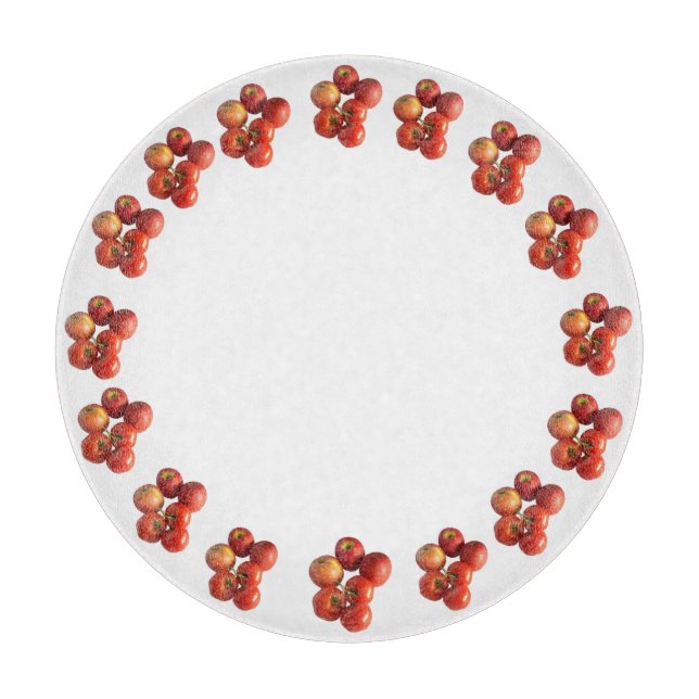 Planche À Découper Fresh Apples and Tomatoes Round Glass Cutting Boar (Devant)