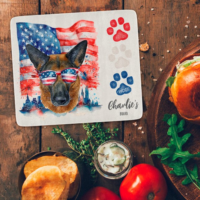 Planche À Découper Friandise drôle rouge blanc et bleu pour chien ber (Créateur téléchargé)