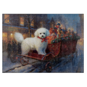 Planche À Découper Frise de Bichon Frise Festin de Noël