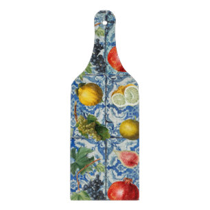Planche À Découper Fruit d'été méditerranéen & Mosaïque Bleue Blanc