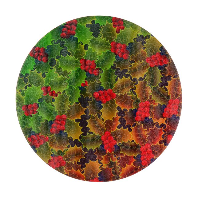 Planche À Découper Fruit d'hiver glacé et feuille (Devant)