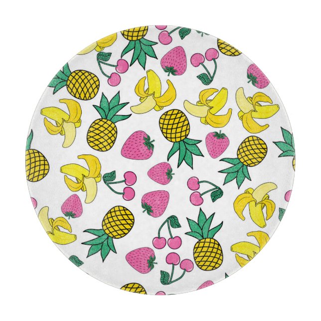 Planche À Découper Fruit Fiesta : Bananes, ananas, fraises (Devant)