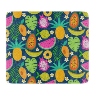 Planche À Découper Fruits de banane ananas tropicale pastèque 