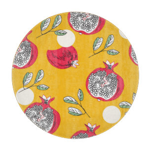 Planche À Découper Fruits de grenat : Motif Vintage à main.