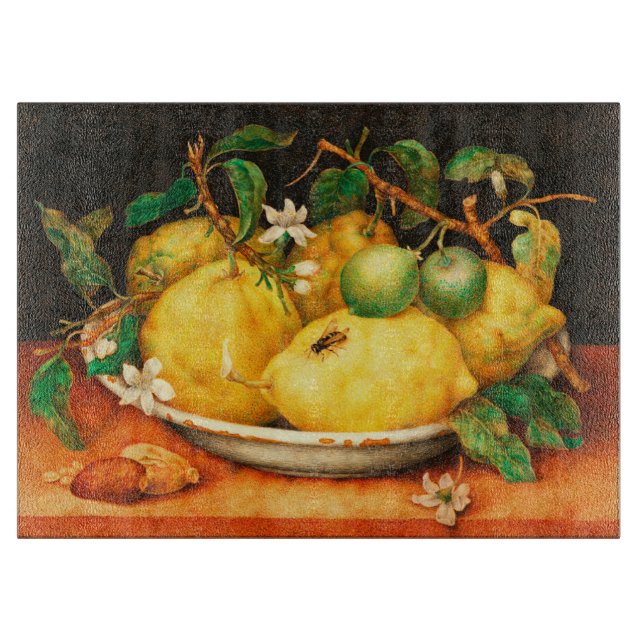 PLANCHE À DÉCOUPER FRUITS DE SAISON CITRONS ET FLEURS BLANCHES  (Devant)