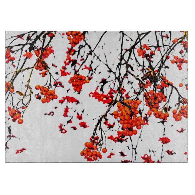 Planche À Découper Fruits de sorbier rouge ou baies de sorbier (Devant)