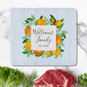 Planche À Découper Fruits et fleurs orange Floral botanique d'été