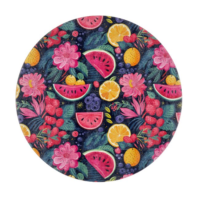 Planche À Découper Fruits et Fleurs Tropicaux (Devant)